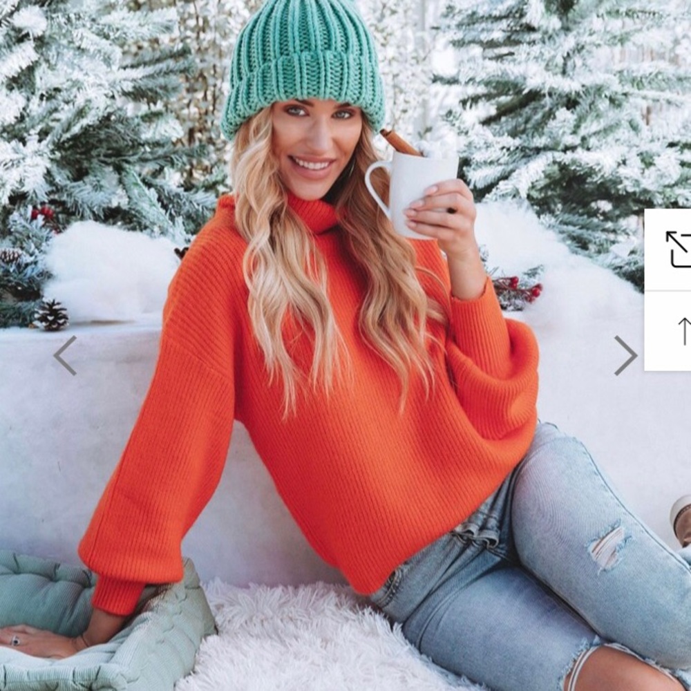 Orange XS Turtleneck - Ready Set Snow sweater from Vici